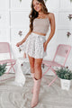 I've Got A Crush Floral High Waist Shorts (White) - NanaMacs