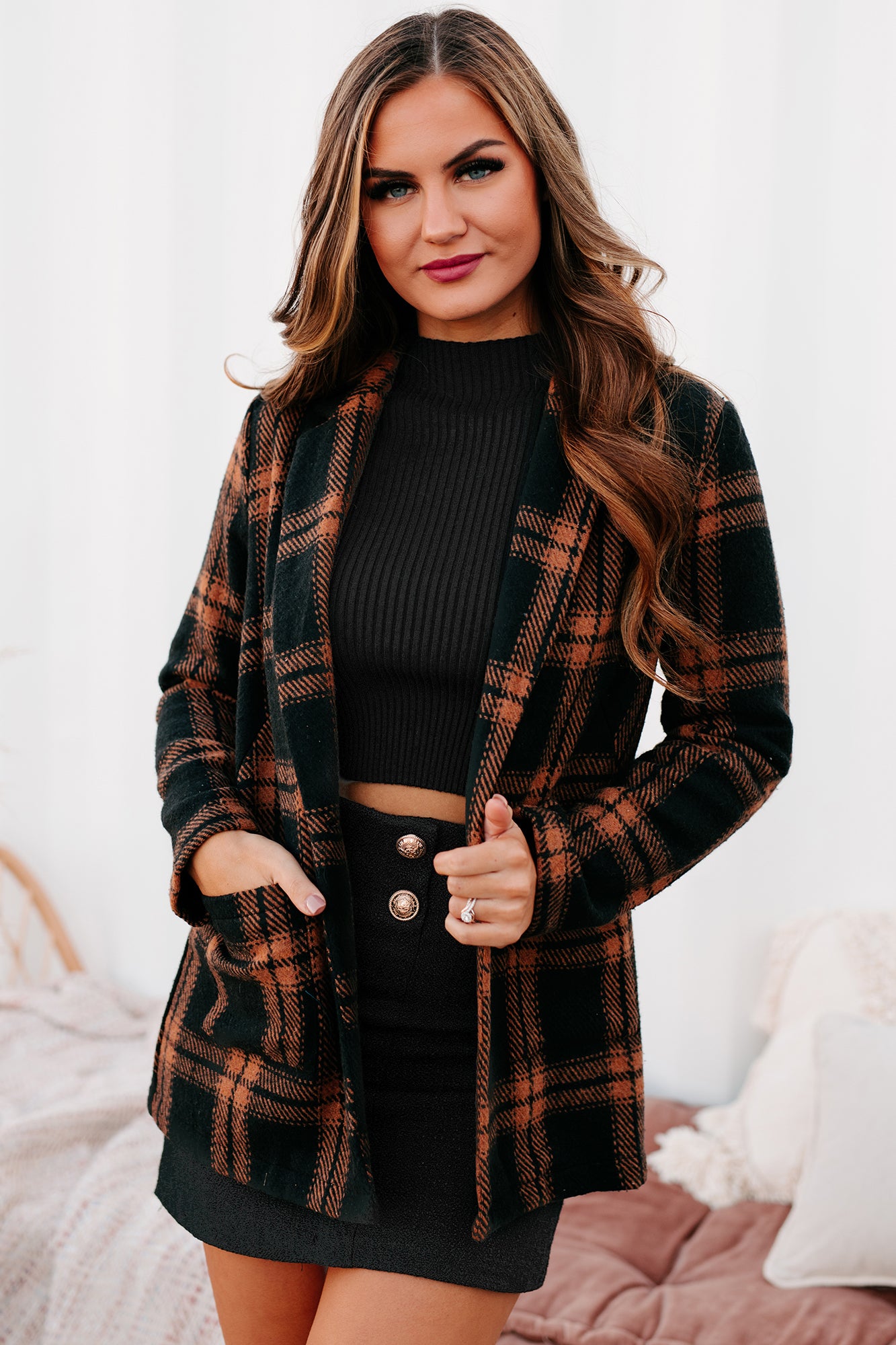 Camel plaid outlet coat