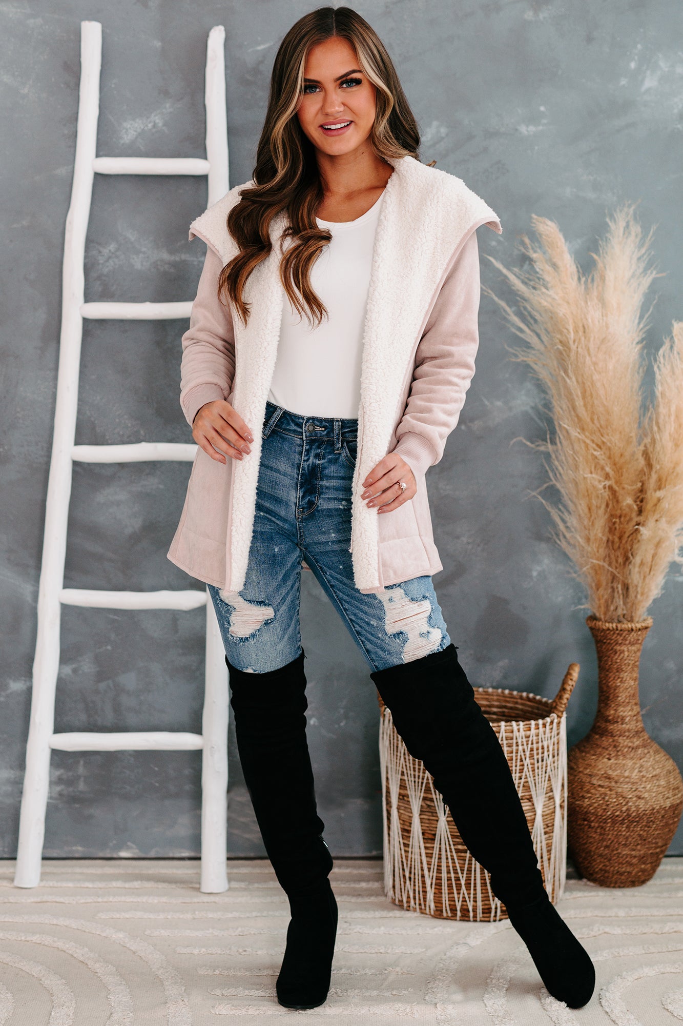 Blush on sale sherpa jacket