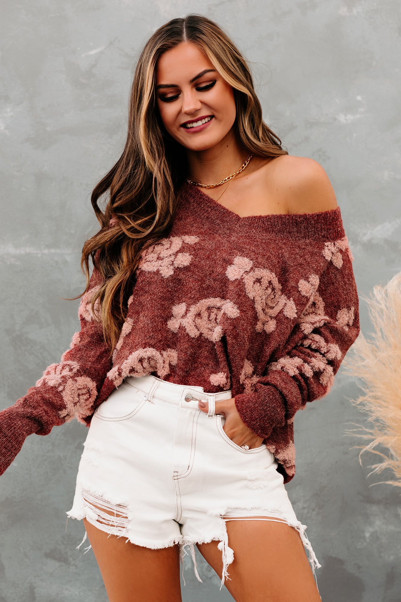 Distressed hem sale sweater