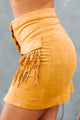 Rodeo Queen Faux Suede Fringe Mini Skirt (Mustard) - NanaMacs