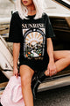 "The Desert Sunrise" Oversized Graphic T-Shirt Dress (Black) - Print On Demand - NanaMacs