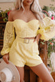 Cabana Kisses Crochet Lace 3 Piece Shorts Set (Yellow) - NanaMacs