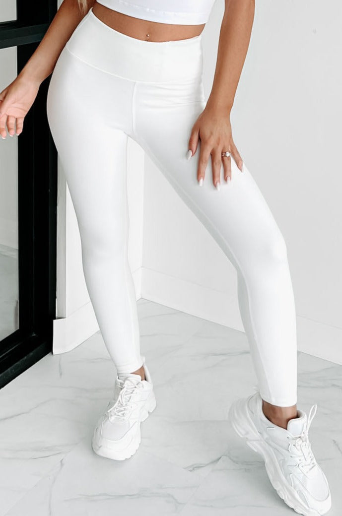 White/Ivory Leggings & Tights Workout Clothes