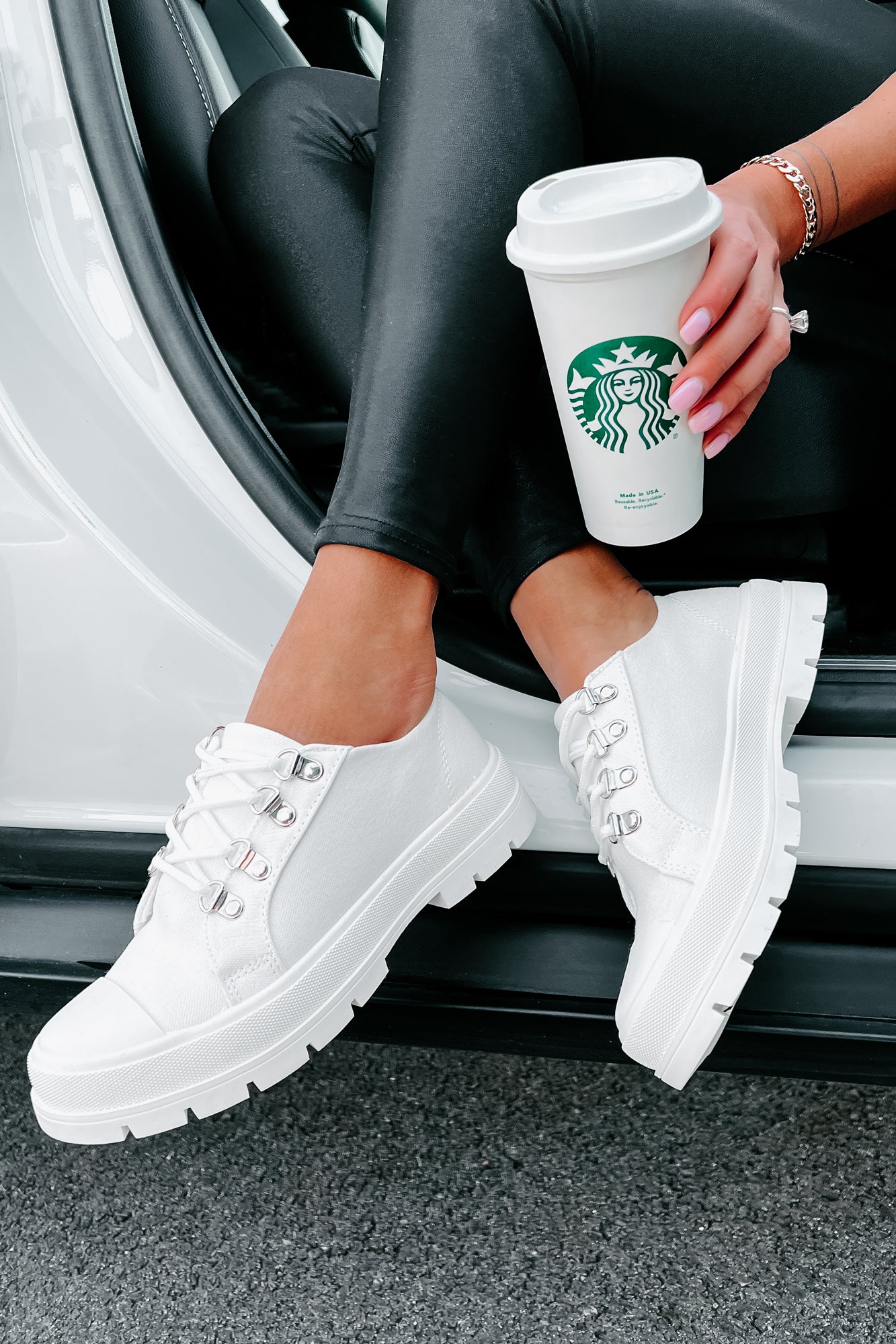 White canvas lace cheap up flatform trainers