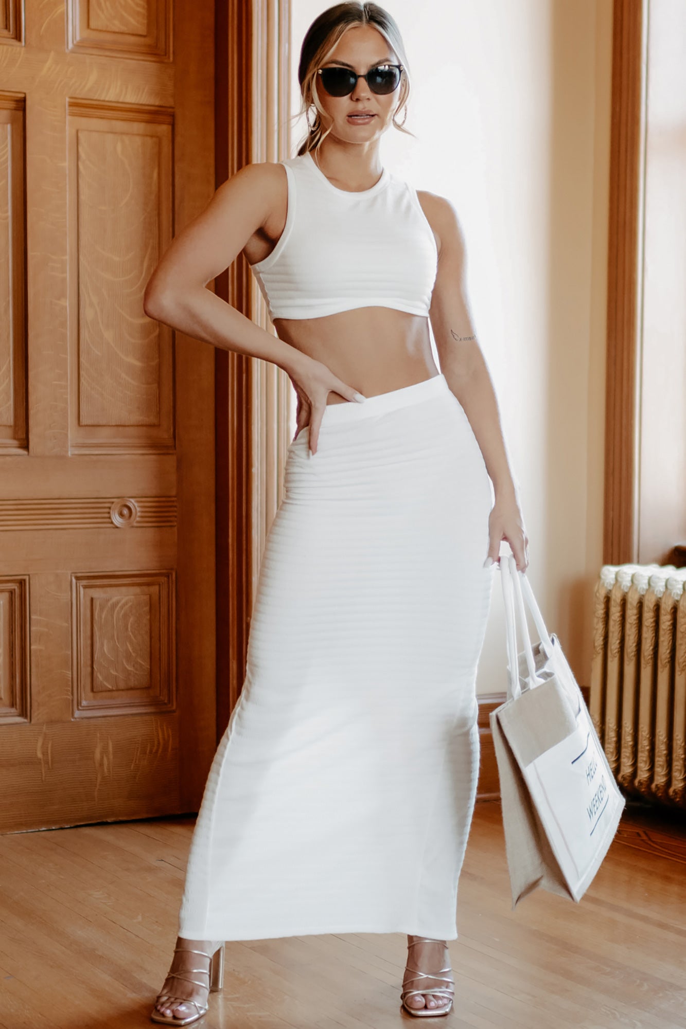 Ready To Get Away Two Piece Skirt Set (White)