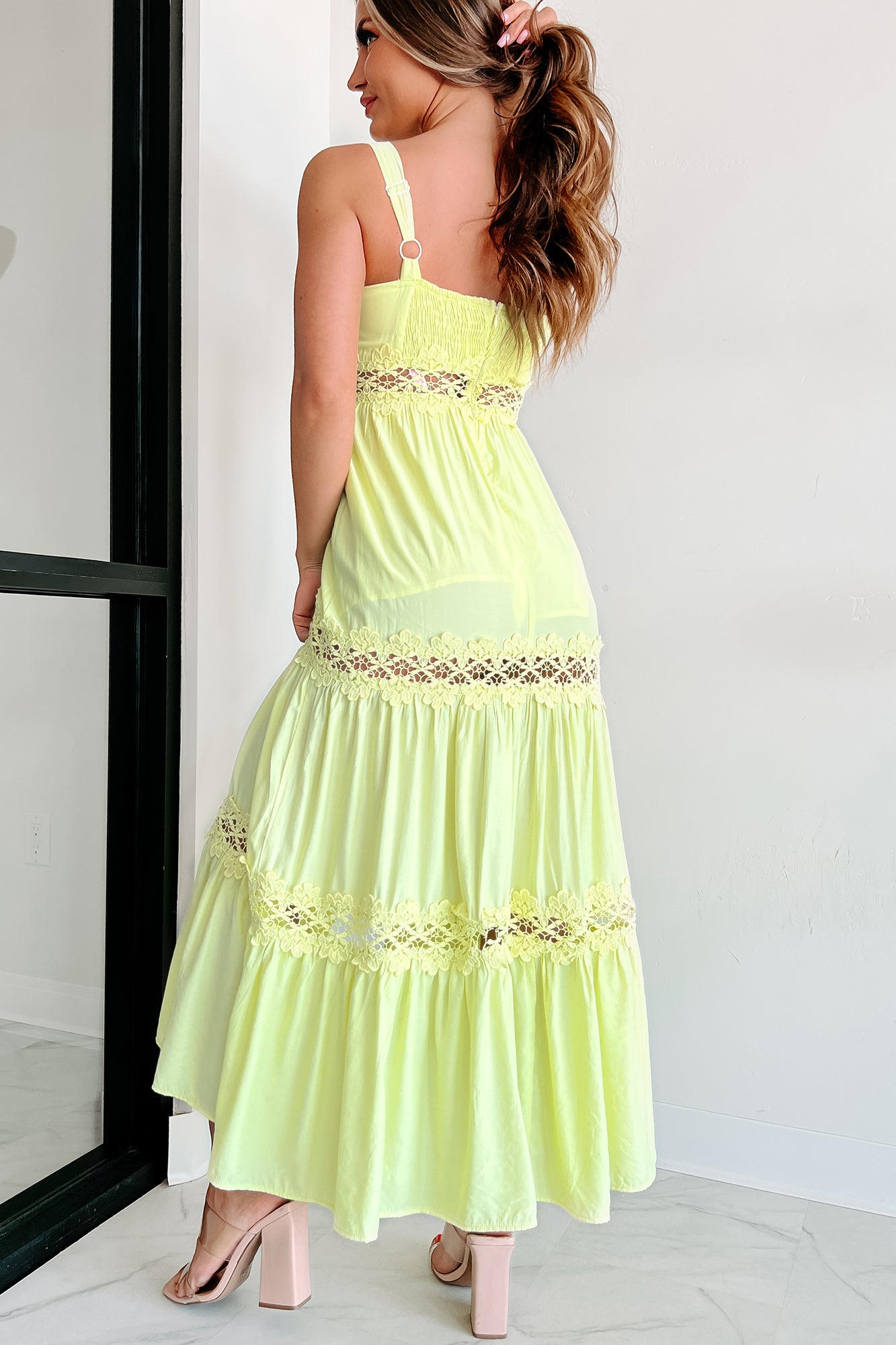 Patio Days Crochet Lace Maxi Dress (Lemon) - NanaMacs