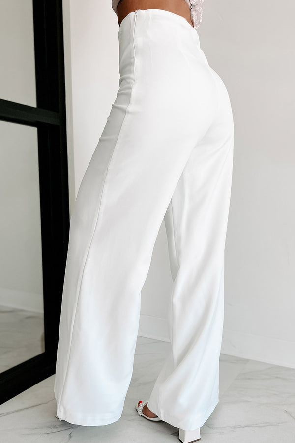 In Sophisticated Company Wide Leg Pants (Off White) - NanaMacs