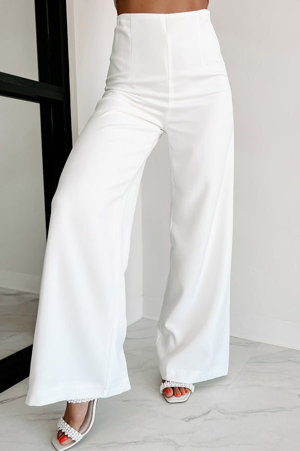 In Sophisticated Company Wide Leg Pants (Off White) - NanaMacs