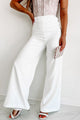 In Sophisticated Company Wide Leg Pants (Off White) - NanaMacs