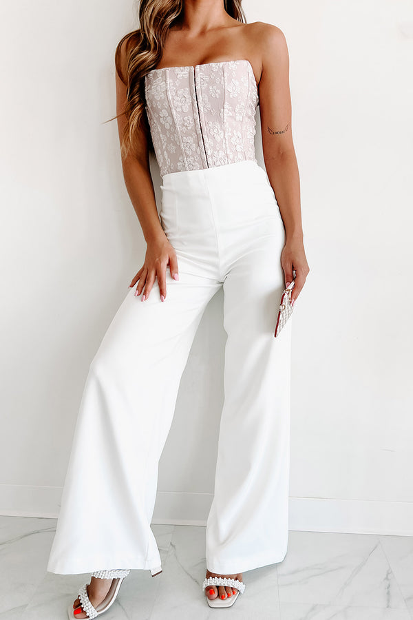 In Sophisticated Company Wide Leg Pants (Off White) - NanaMacs