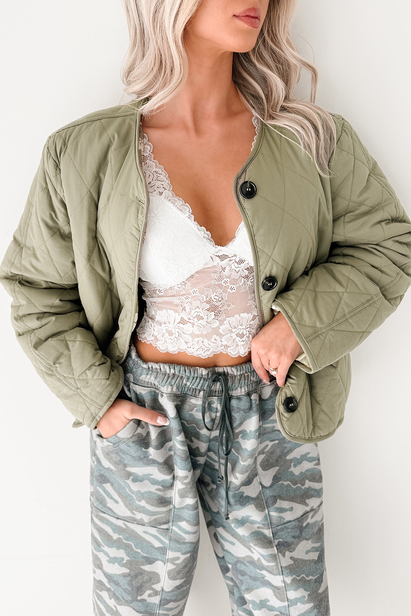 Sweet State Reversible Quilted Jacket (Olive) - NanaMacs