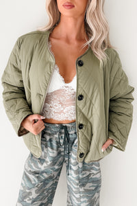Sweet State Reversible Quilted Jacket (Olive) - NanaMacs