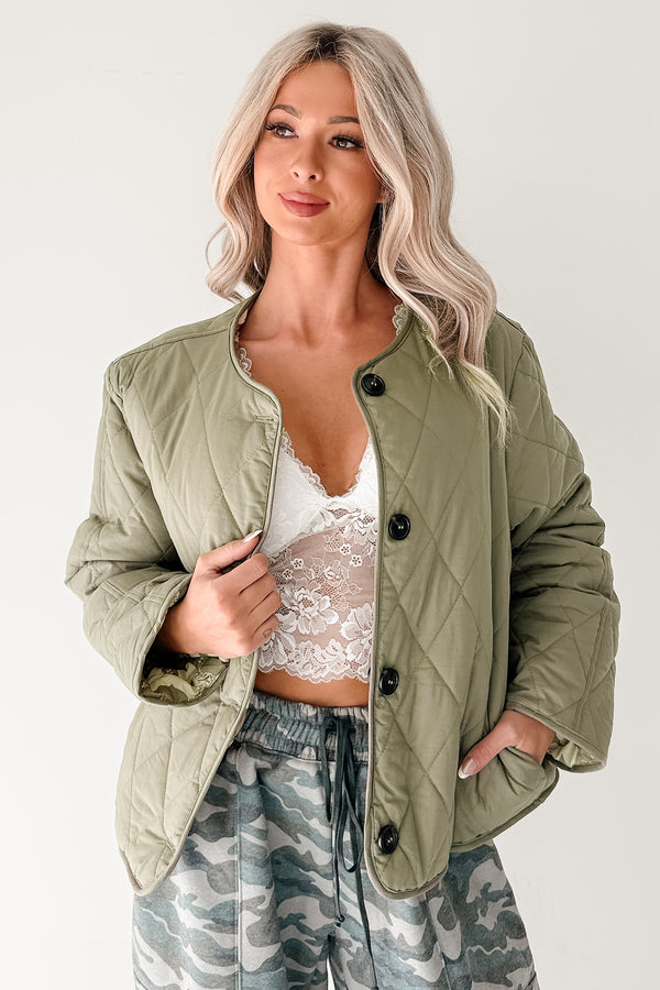 Sweet State Reversible Quilted Jacket (Olive) - NanaMacs