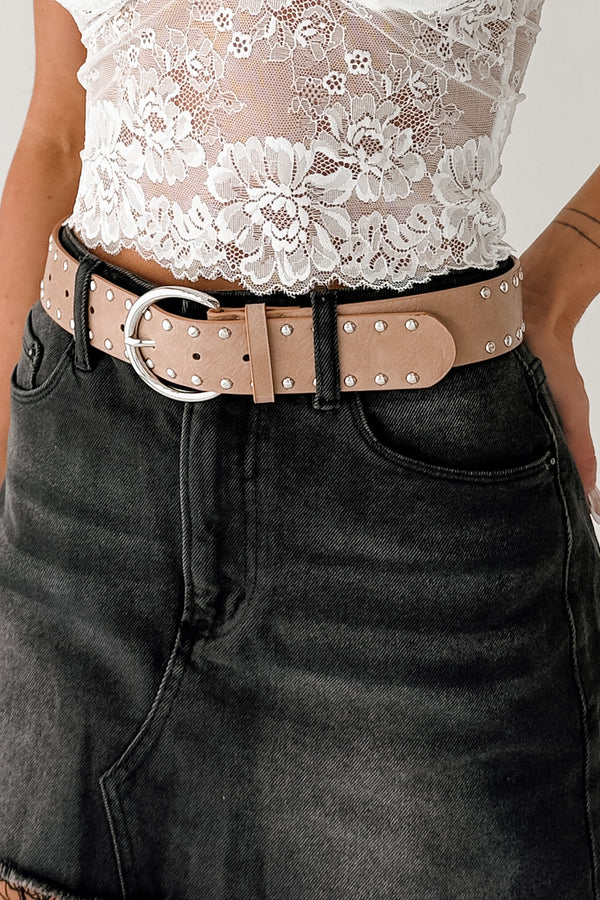 Flash & Burn Studded Round Buckle Belt (Khaki) - NanaMacs