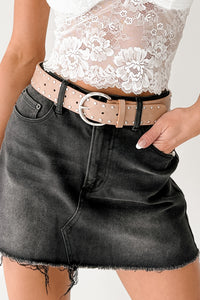 Flash & Burn Studded Round Buckle Belt (Khaki) - NanaMacs