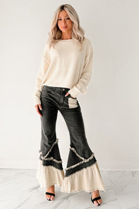 Mackenzie Denim Gauze POL Flare Jeans (Black) - NanaMacs