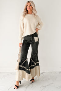 Mackenzie Denim Gauze POL Flare Jeans (Black) - NanaMacs