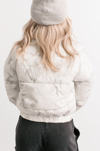 Winter Blooms Floral Puffer Jacket (White/Grey) - NanaMacs