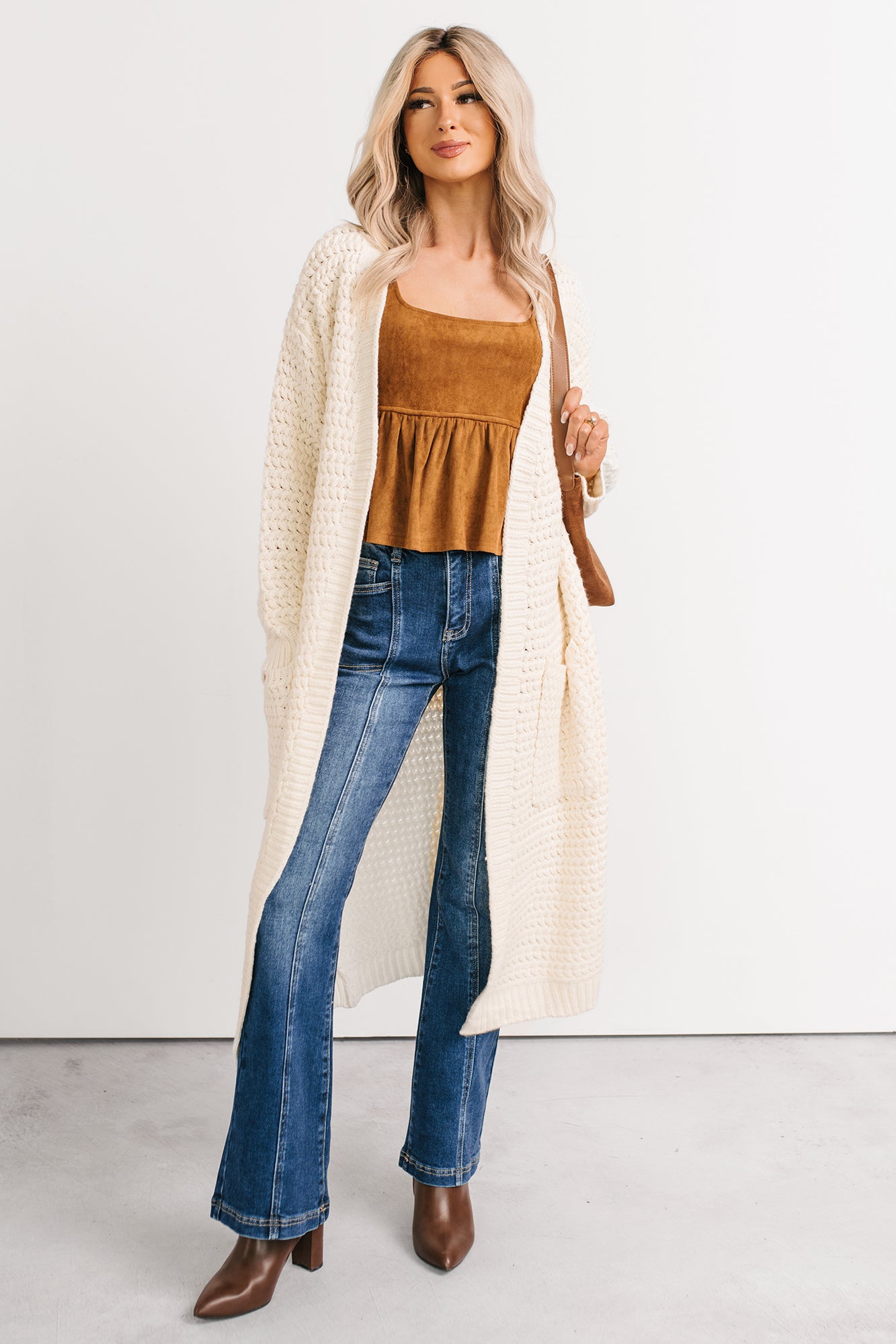 Still Dreaming Cable Knit Long Cardigan (Cream) - NanaMacs