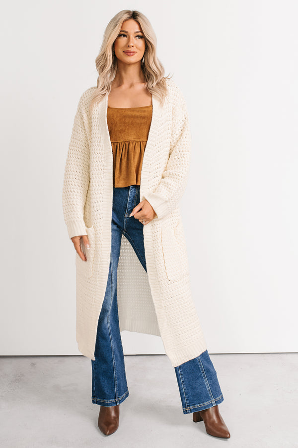 Still Dreaming Cable Knit Long Cardigan (Cream) - NanaMacs
