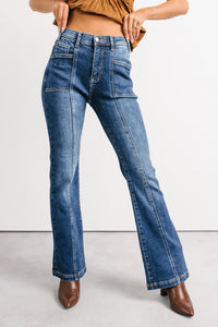 Alvin Tummy Control Boot-Cut Saige Denim Jeans (Dark) - NanaMacs