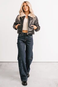 Boss Era Faux Leather Contrast Seam Jacket (Black) - NanaMacs