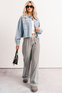 In The Daylight Contrast Tie Waffle Knit Pants (Heather Gray)