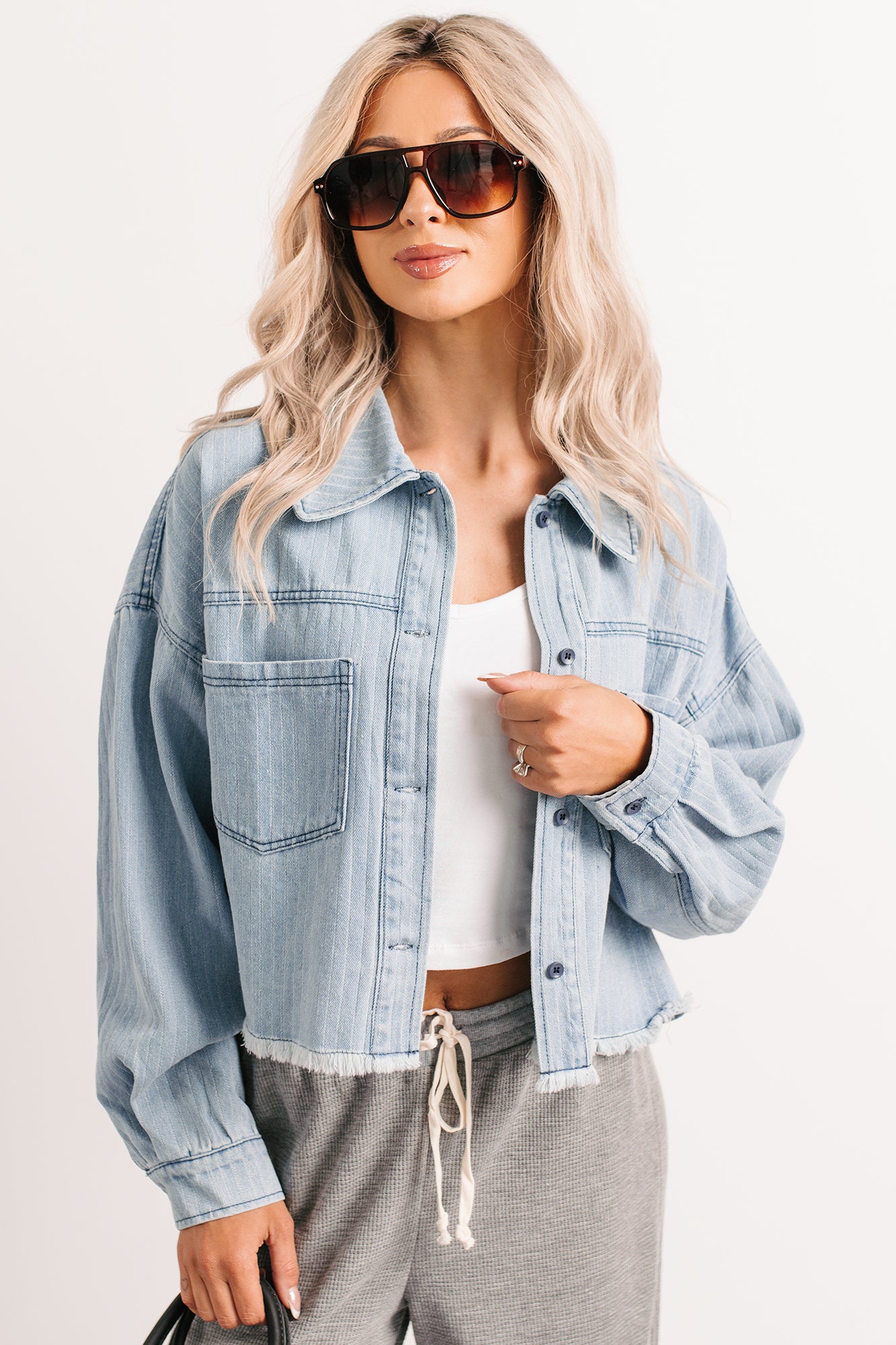 Growing Friendships Lightweight Denim Crop Jacket (Denim) - NanaMacs