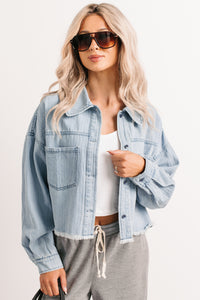Growing Friendships Lightweight Denim Crop Jacket (Denim) - NanaMacs