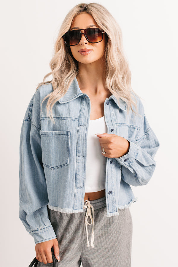 Growing Friendships Lightweight Denim Crop Jacket (Denim)