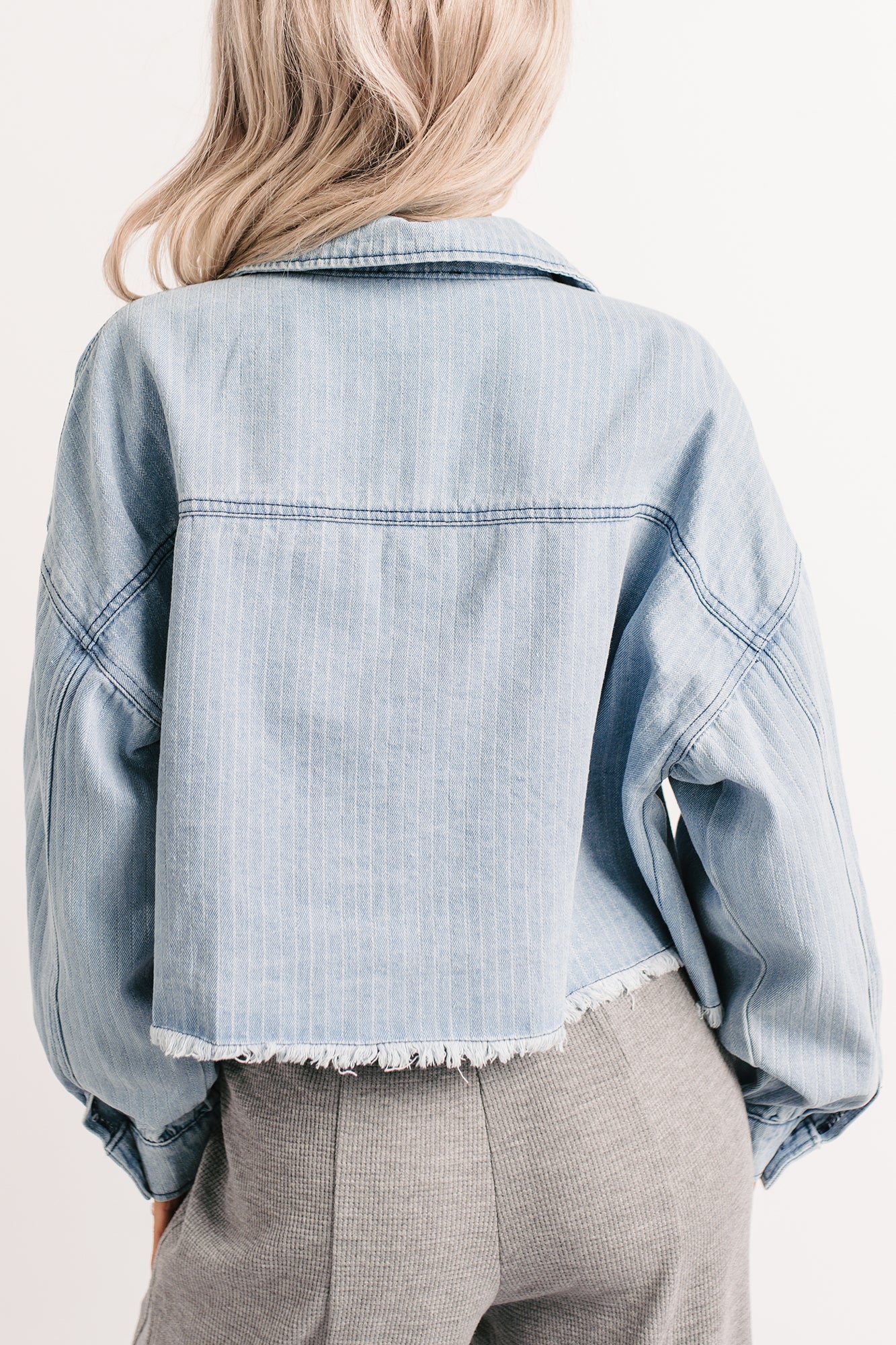 Growing Friendships Lightweight Denim Crop Jacket (Denim) - NanaMacs