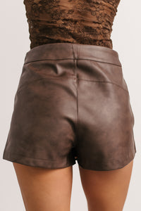 All For Me Faux Leather Studded Mini Skort (Brown) - NanaMacs