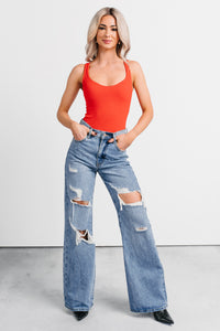 Mylo High Rise Distressed Vibrant Wide Leg Jean (Medium) - NanaMacs