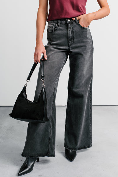 Bane High Rise Wide Leg Cello Jeans (Grey)