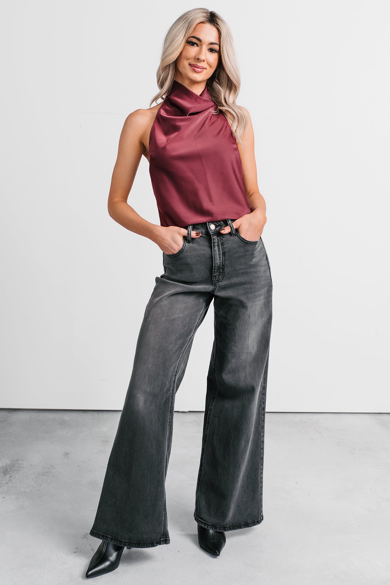 Bane High Rise Wide Leg Cello Jeans (Grey) - NanaMacs