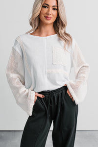 Let’s Stay In Crochet Patchwork POL Top (Off-White) - NanaMacs