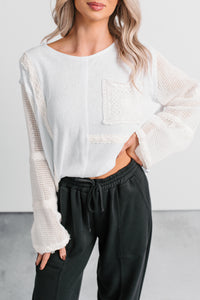 Let’s Stay In Crochet Patchwork POL Top (Off-White) - NanaMacs
