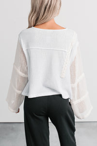 Let’s Stay In Crochet Patchwork POL Top (Off-White) - NanaMacs