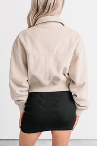 After The Fact Soft Corduroy Collared Zip Up Jacket (Chalk) - NanaMacs