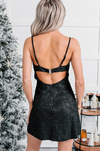 Rule Approved Glittery Sleeveless Mini Dress (Black) - NanaMacs