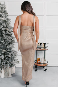 The Main Look Strapless Sequin Maxi Dress (Gold)
