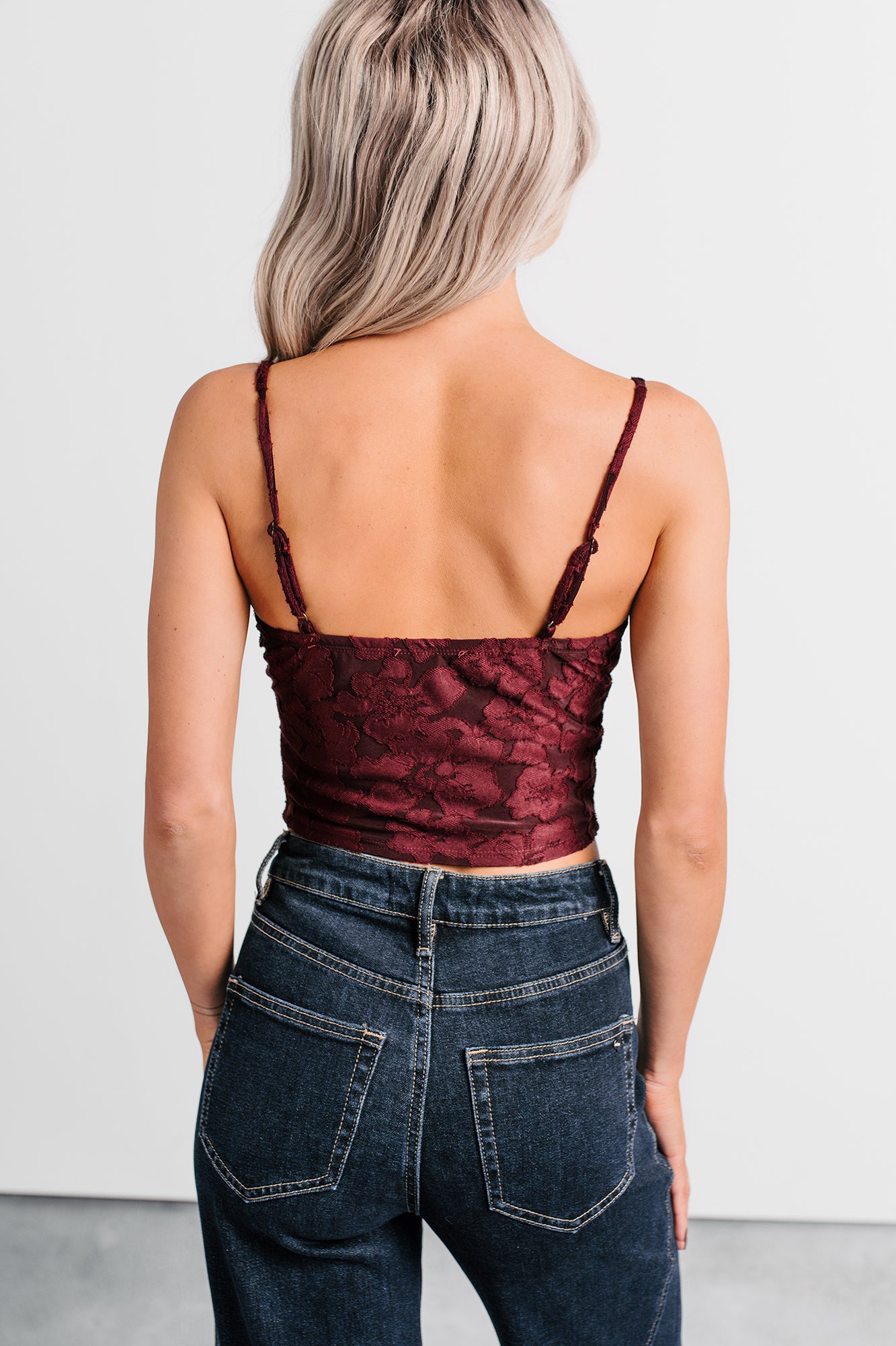Urban Darling Floral Corset Crop Top (Burgundy) - NanaMacs