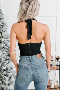 Every Move Matters Halter Cut-Out Top (Black) - NanaMacs