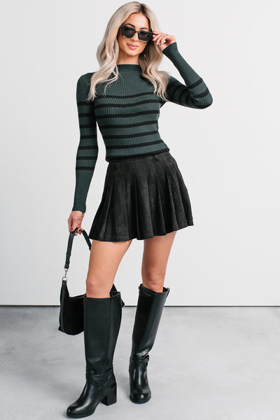 Yours To Hold Striped Knit Sweater (Hunter Green) - NanaMacs