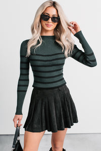 Yours To Hold Striped Knit Sweater (Hunter Green) - NanaMacs