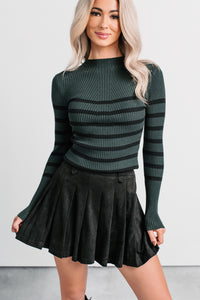 Yours To Hold Striped Knit Sweater (Hunter Green) - NanaMacs