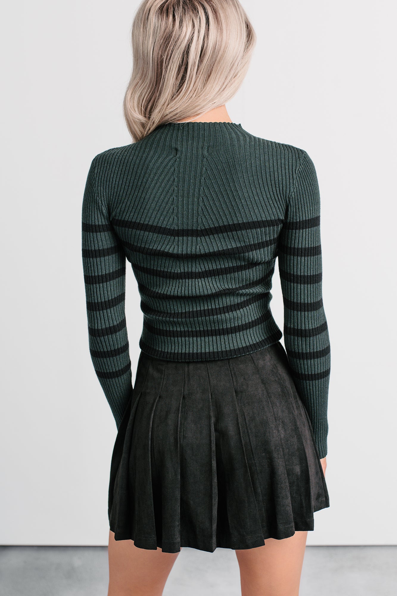 Yours To Hold Striped Knit Sweater (Hunter Green) - NanaMacs
