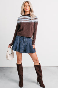 Holding Onto You Fair Isle Pattern Sweater (Dark Brown) - NanaMacs