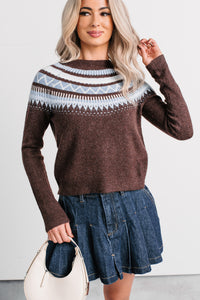 Holding Onto You Fair Isle Pattern Sweater (Dark Brown) - NanaMacs